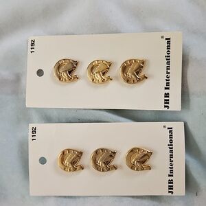 NWT Vintage JHB International Gold Horseshoe And Horse Head Plastic Buttons 3/4"